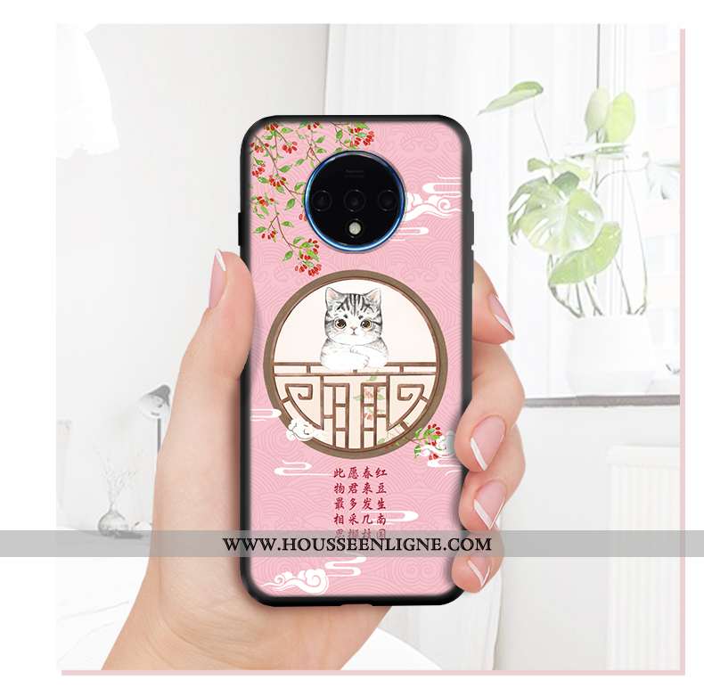 Étui Oneplus 7t Mode Protection Coque Légère Peinture Vent Fluide Doux Bleu