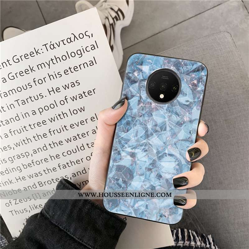 Étui Oneplus 7t Modèle Fleurie Mode Téléphone Portable Net Rouge Coque Losange Gris