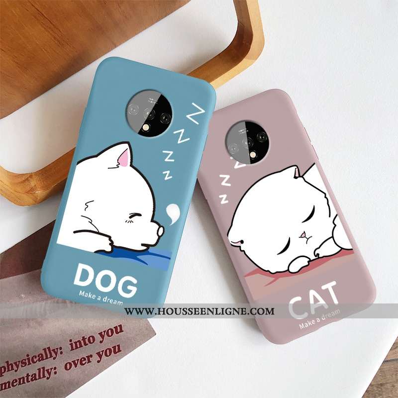 Étui Oneplus 7t Personnalité Créatif Tout Compris Chiens Rose Dessin Animé Chat