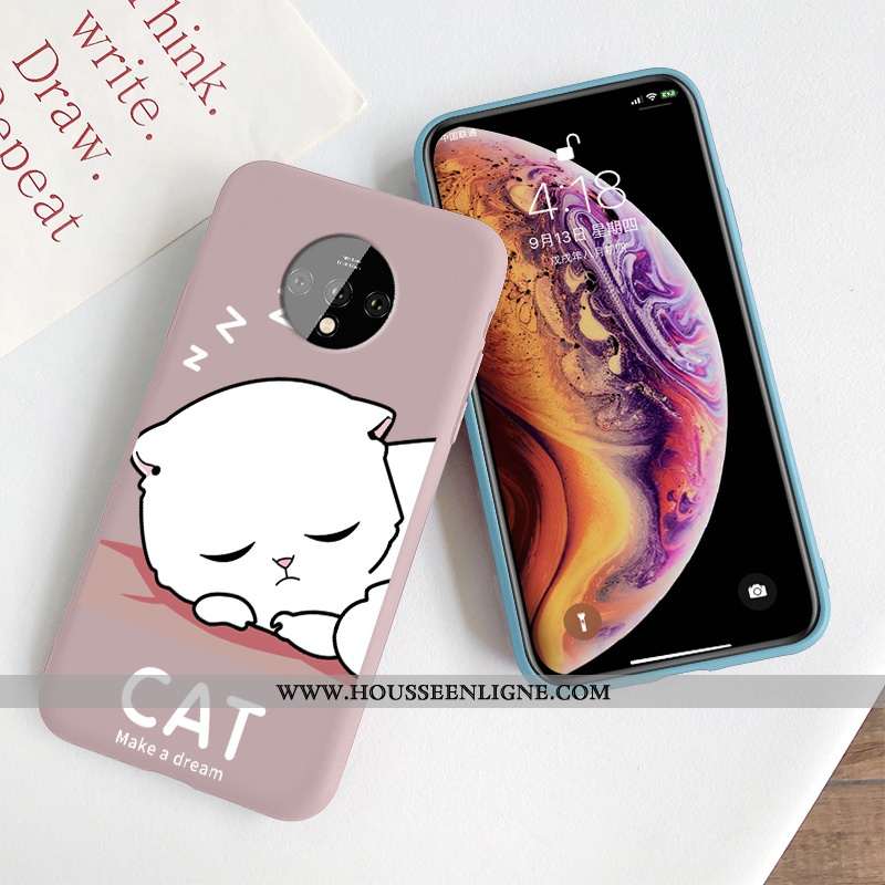 Étui Oneplus 7t Personnalité Créatif Tout Compris Chiens Rose Dessin Animé Chat