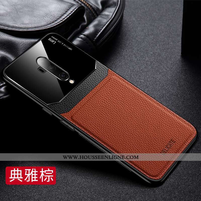 Étui Oneplus 7t Pro Fluide Doux Silicone Délavé En Daim Téléphone Portable Difficile Business Bleu F