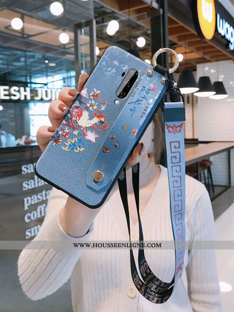 Étui Oneplus 7t Pro Fluide Doux Silicone Support Simple Coque Légère Violet