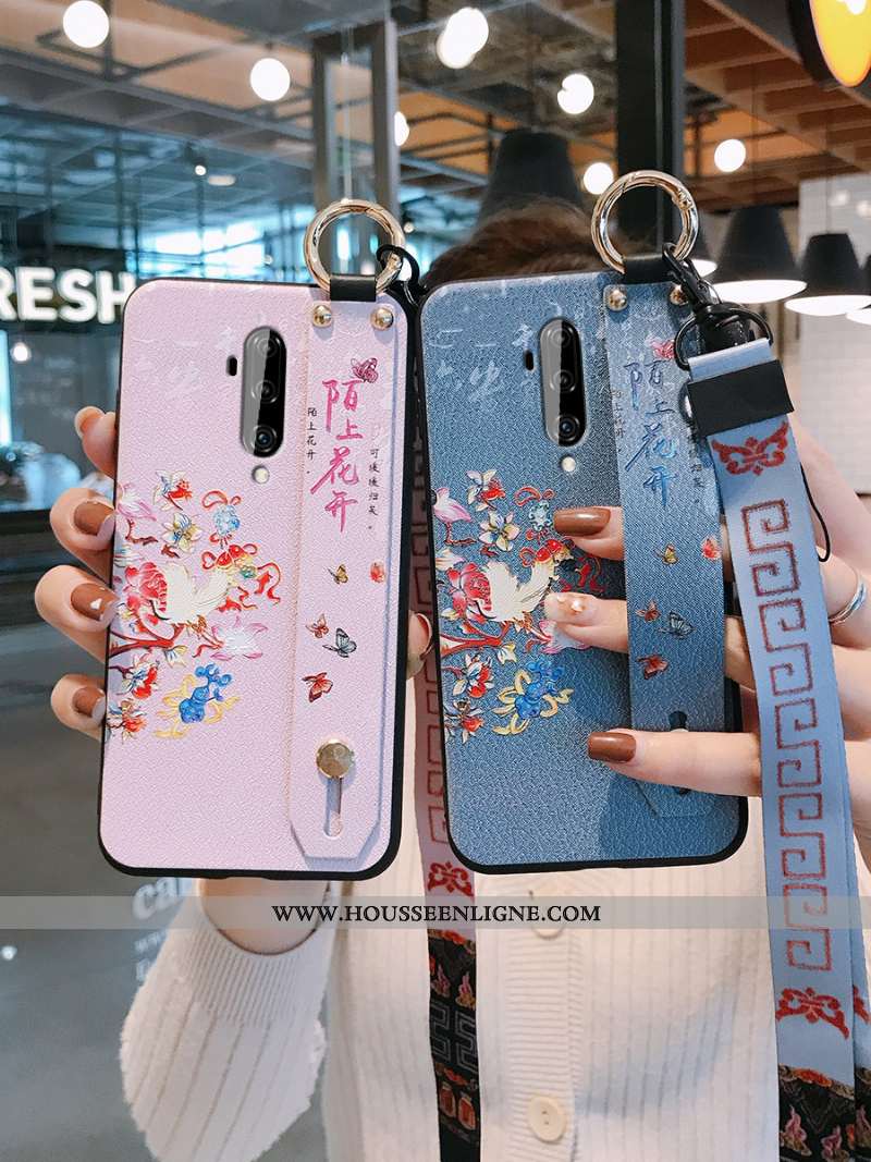 Étui Oneplus 7t Pro Fluide Doux Silicone Support Simple Coque Légère Violet