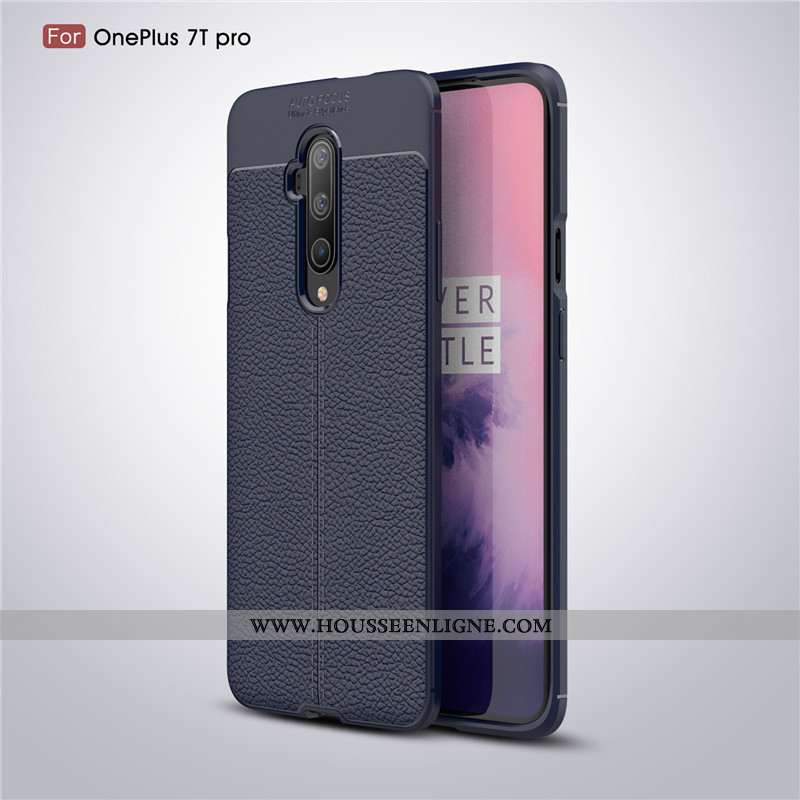 Étui Oneplus 7t Pro Modèle Fleurie Fluide Doux Cuir Protection Coque Business Noir