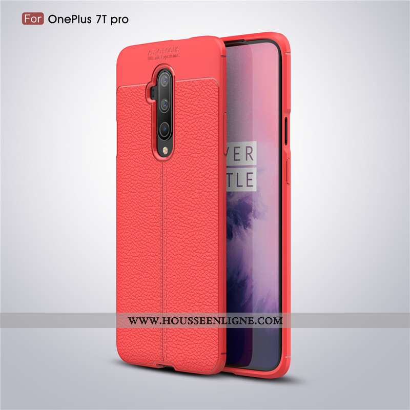 Étui Oneplus 7t Pro Modèle Fleurie Fluide Doux Cuir Protection Coque Business Noir