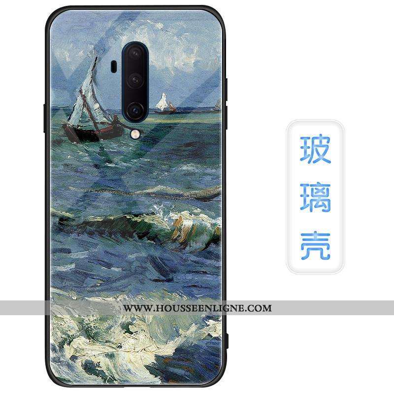 Étui Oneplus 7t Pro Personnalité Tendance Net Rouge Vagues Verre Incassable Téléphone Portable Bleu