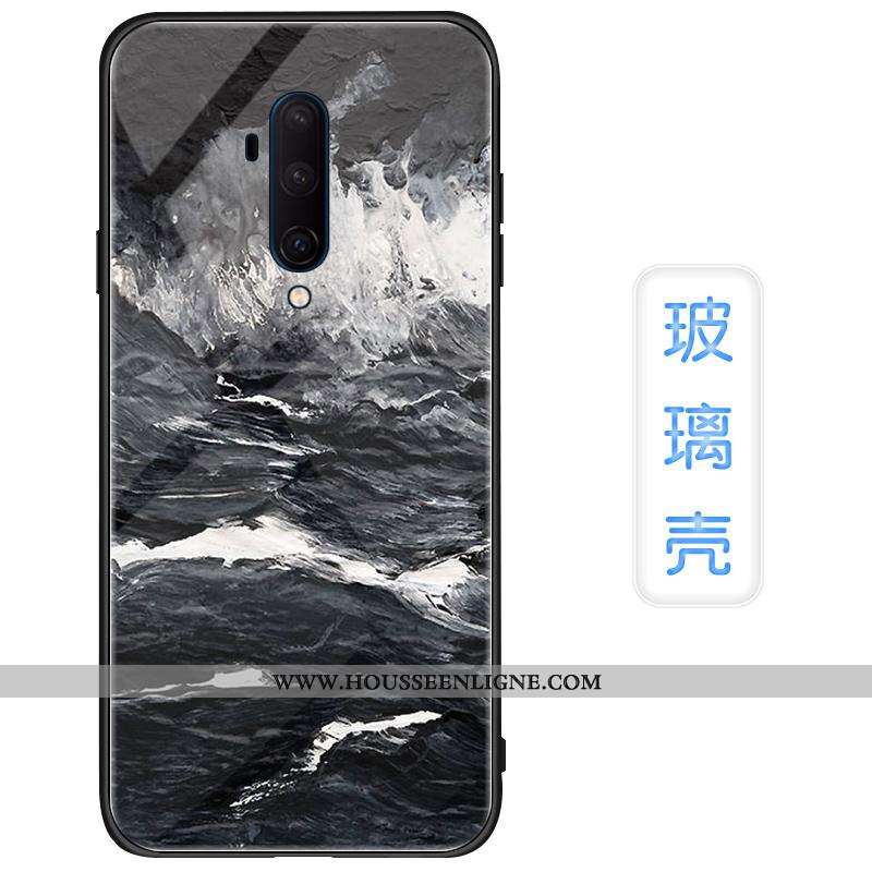 Étui Oneplus 7t Pro Personnalité Tendance Net Rouge Vagues Verre Incassable Téléphone Portable Bleu