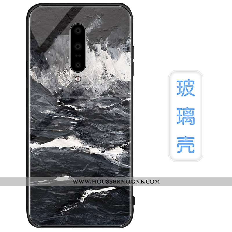 Étui Oneplus 7t Pro Personnalité Tendance Net Rouge Vagues Verre Incassable Téléphone Portable Bleu