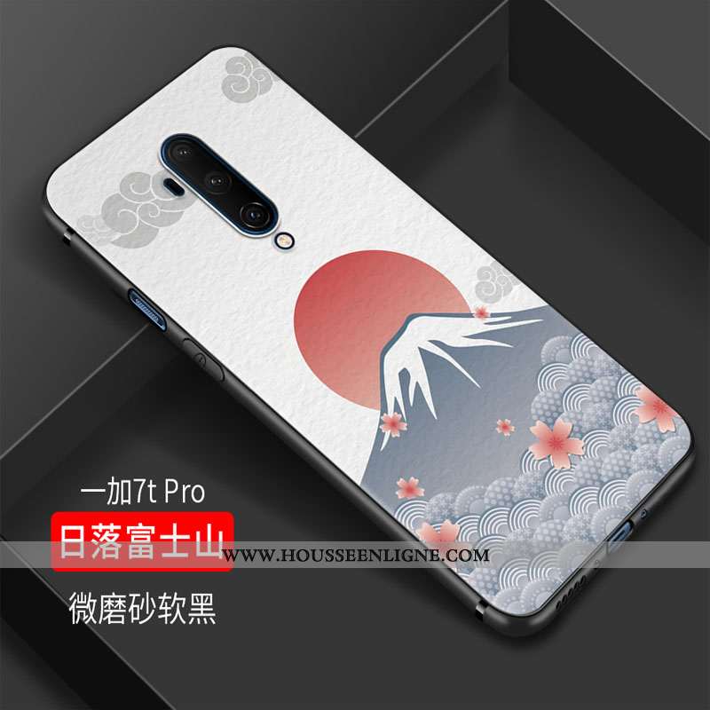 Étui Oneplus 7t Pro Personnalité Vintage Vent Art Protection Silicone Simple Noir