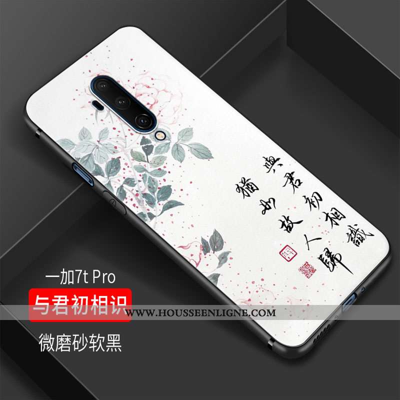 Étui Oneplus 7t Pro Personnalité Vintage Vent Art Protection Silicone Simple Noir