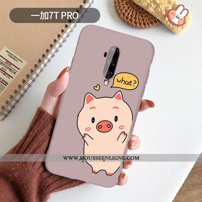 Étui Oneplus 7t Pro Protection Dessin Animé Rose Dragon Silicone Téléphone Portable Coque