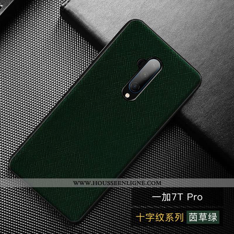 Étui Oneplus 7t Pro Protection Personnalité Noir Cuir Haut Simple Coque Téléphone Portable