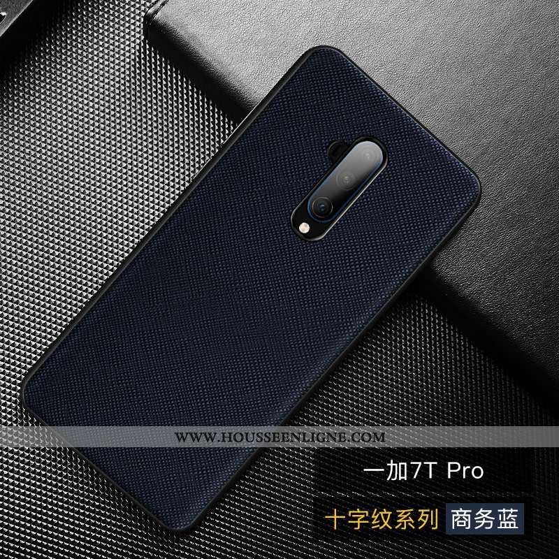 Étui Oneplus 7t Pro Protection Personnalité Noir Cuir Haut Simple Coque Téléphone Portable