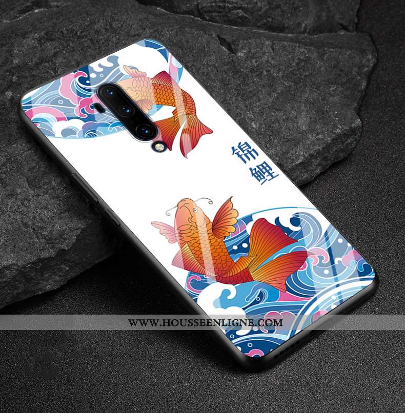 Étui Oneplus 7t Pro Verre Silicone Protection Téléphone Portable Blanc Coque Blanche