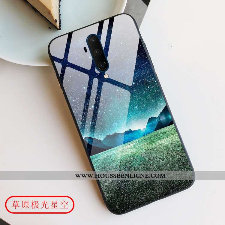 Étui Oneplus 7t Pro Verre Tendance Simple Tout Compris Net Rouge Incassable Ciel Étoilé Bleu