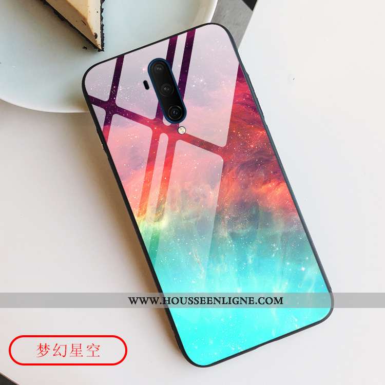 Étui Oneplus 7t Pro Verre Tendance Simple Tout Compris Net Rouge Incassable Ciel Étoilé Bleu
