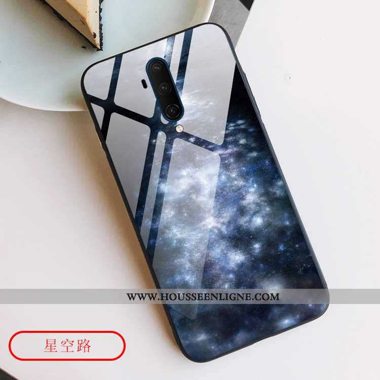 Étui Oneplus 7t Pro Verre Tendance Simple Tout Compris Net Rouge Incassable Ciel Étoilé Bleu