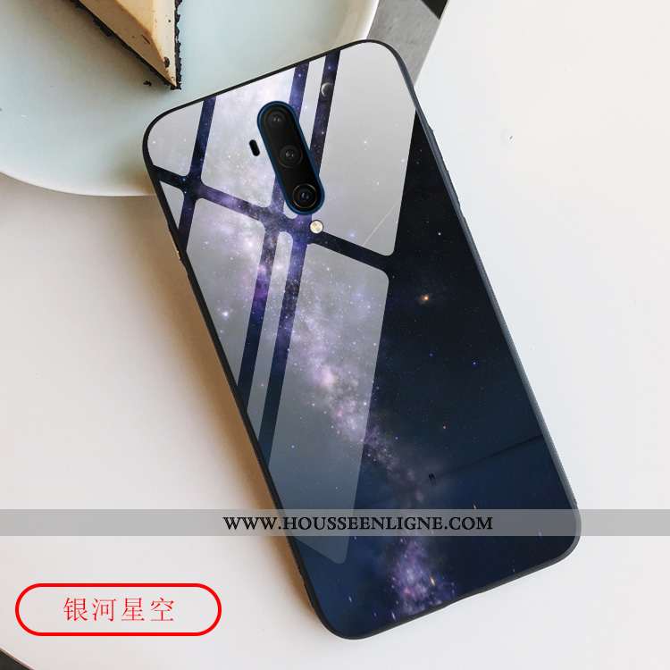 Étui Oneplus 7t Pro Verre Tendance Simple Tout Compris Net Rouge Incassable Ciel Étoilé Bleu