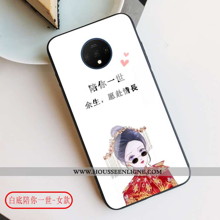 Étui Oneplus 7t Verre Créatif Vent Difficile Incassable Blanc Protection Blanche