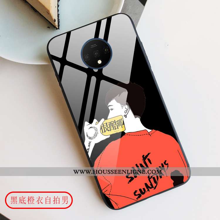 Étui Oneplus 7t Verre Créatif Vent Difficile Incassable Blanc Protection Blanche