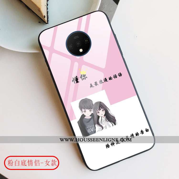Étui Oneplus 7t Verre Créatif Vent Difficile Incassable Blanc Protection Blanche