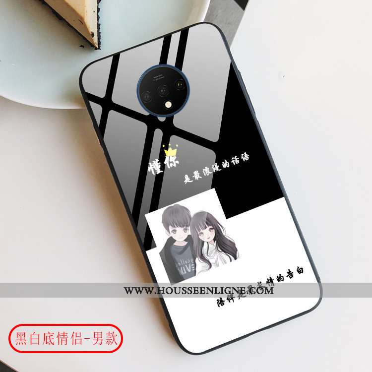 Étui Oneplus 7t Verre Créatif Vent Difficile Incassable Blanc Protection Blanche