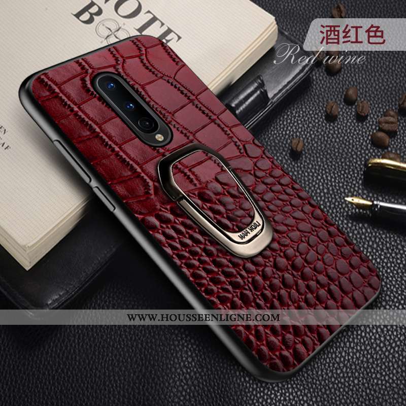 Étui Oneplus 8 Créatif Cuir Véritable Téléphone Portable Personnalité Incassable Rouge Anneau