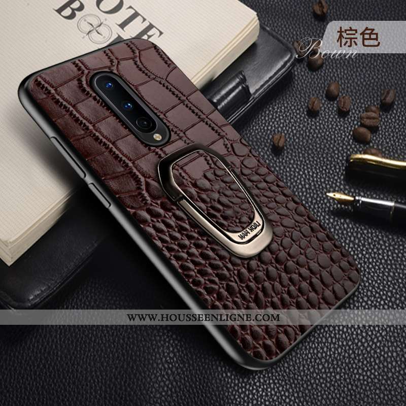 Étui Oneplus 8 Créatif Cuir Véritable Téléphone Portable Personnalité Incassable Rouge Anneau