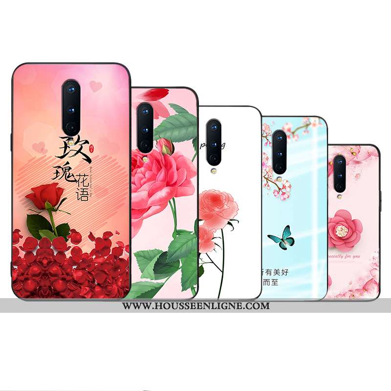 Étui Oneplus 8 Personnalité Créatif Silicone Légère Modèle Fleurie Simple Fleur Rouge