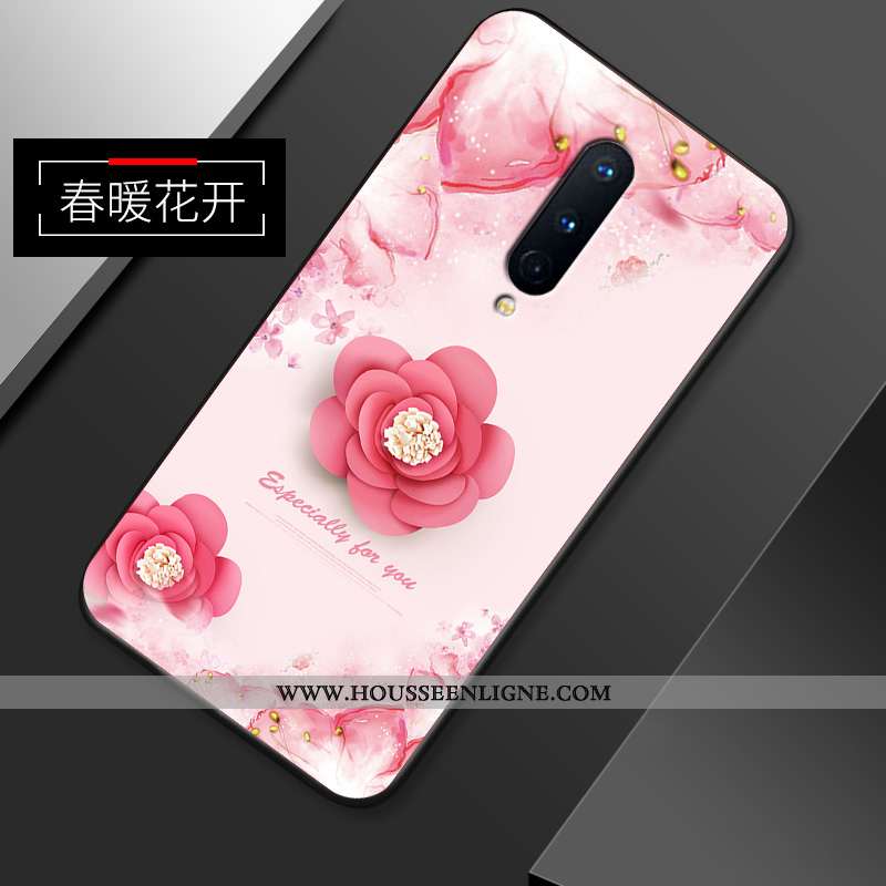 Étui Oneplus 8 Personnalité Créatif Silicone Légère Modèle Fleurie Simple Fleur Rouge