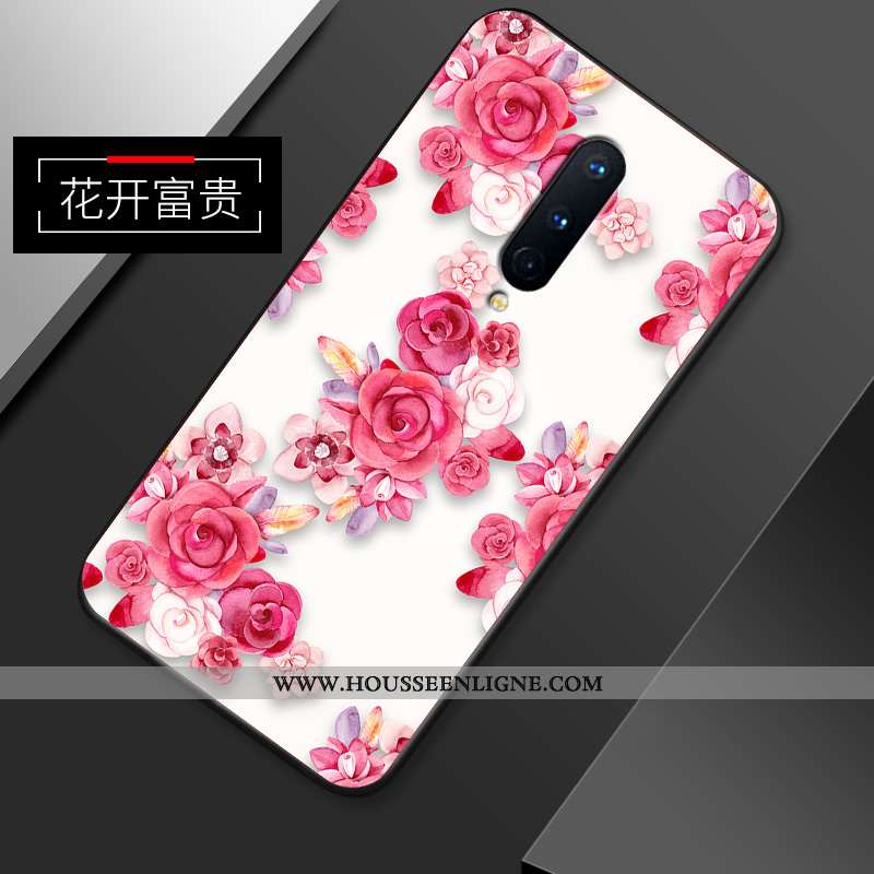 Étui Oneplus 8 Personnalité Créatif Silicone Légère Modèle Fleurie Simple Fleur Rouge