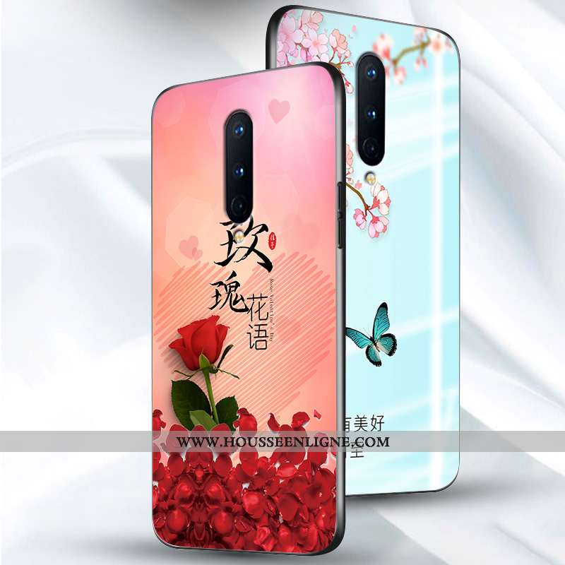 Étui Oneplus 8 Personnalité Créatif Silicone Légère Modèle Fleurie Simple Fleur Rouge