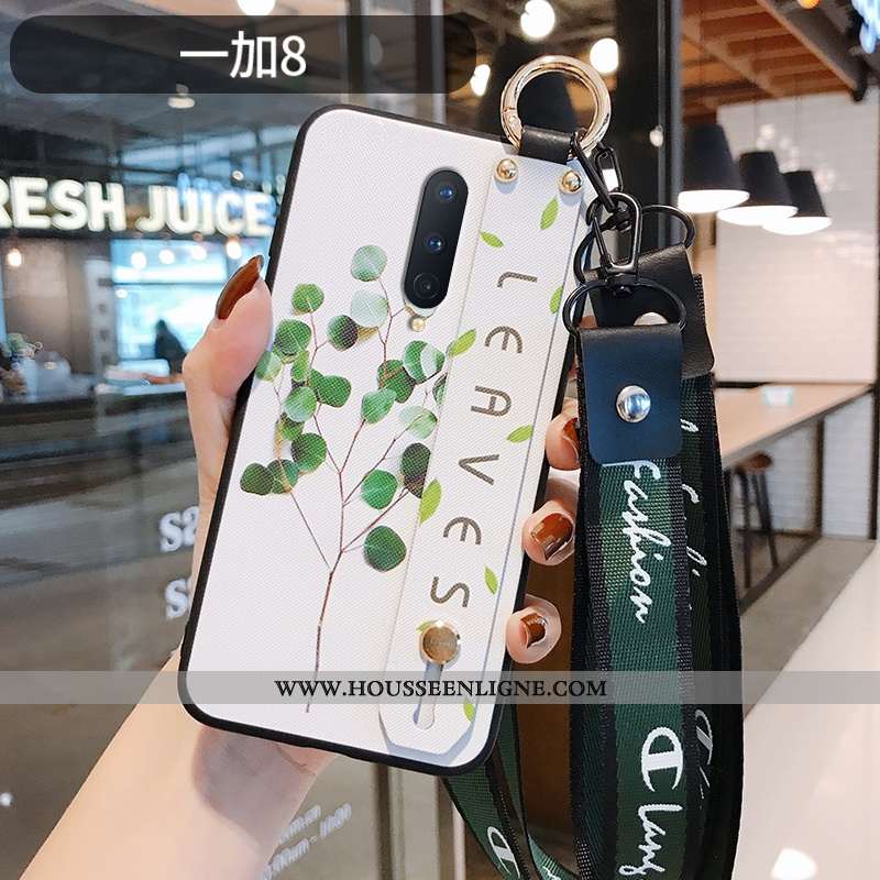 Étui Oneplus 8 Protection Délavé En Daim Créatif Gaufrage Incassable Fleur Téléphone Portable Blanch