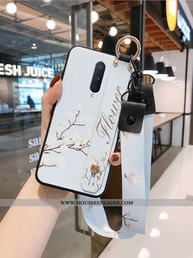 Étui Oneplus 8 Protection Délavé En Daim Créatif Gaufrage Incassable Fleur Téléphone Portable Blanch