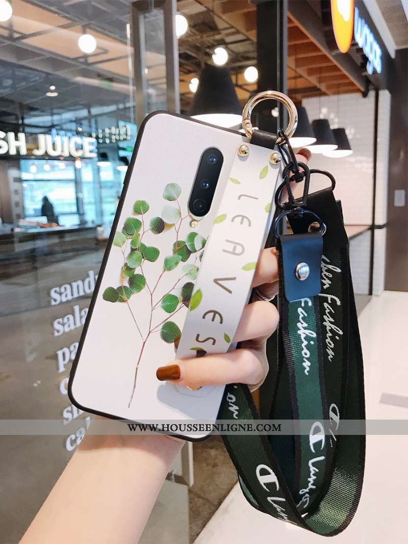 Étui Oneplus 8 Protection Délavé En Daim Créatif Gaufrage Incassable Fleur Téléphone Portable Blanch