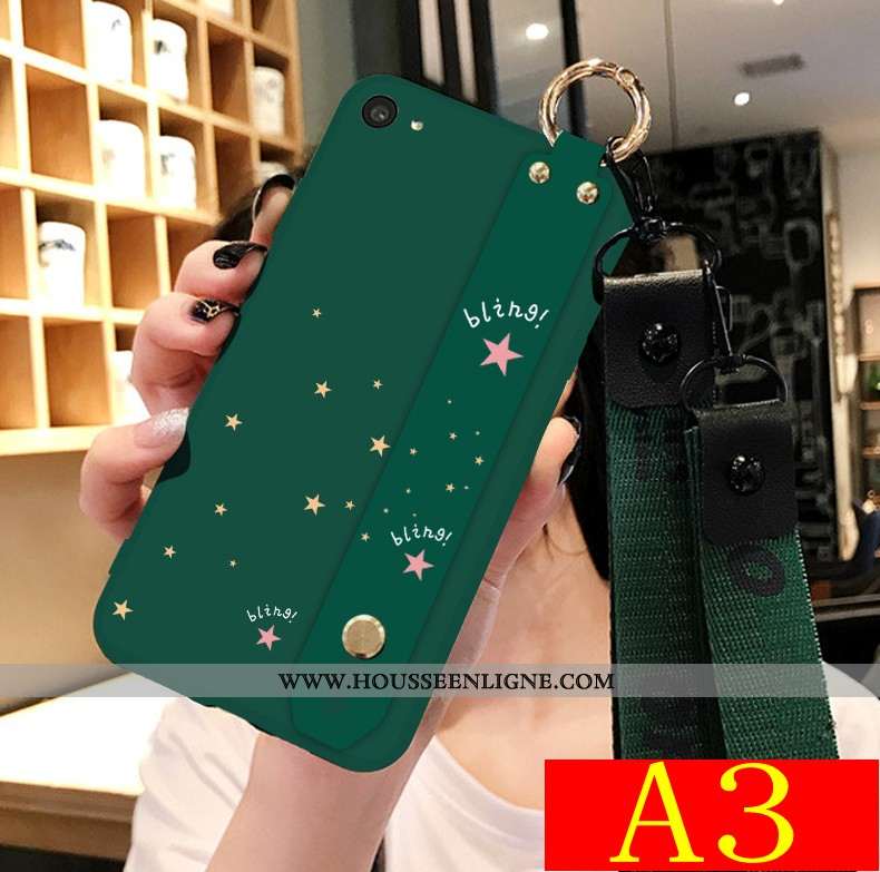 Étui Oppo A3 Charmant Tendance Vert Amoureux Délavé En Daim Dessin Animé Coque Verte