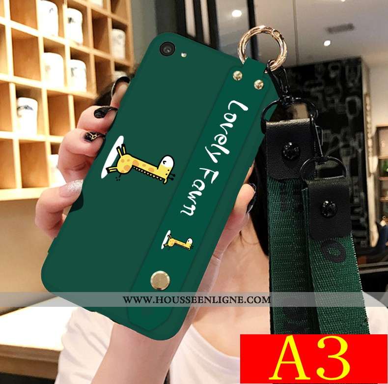 Étui Oppo A3 Charmant Tendance Vert Amoureux Délavé En Daim Dessin Animé Coque Verte