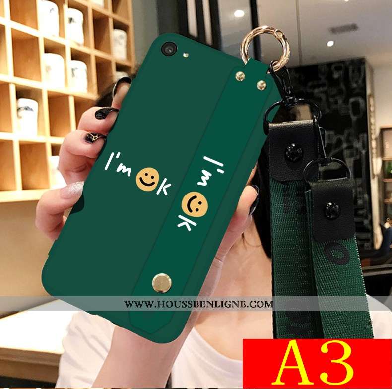 Étui Oppo A3 Charmant Tendance Vert Amoureux Délavé En Daim Dessin Animé Coque Verte