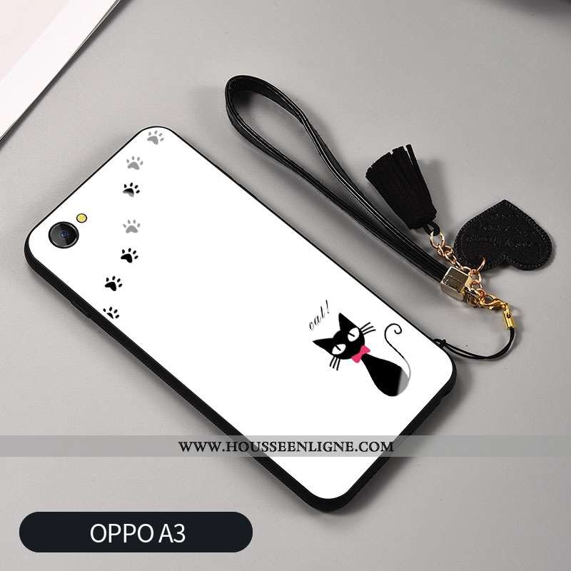 Étui Oppo A3 Ornements Suspendus Personnalité Coque Blanc Net Rouge Protection Silicone Blanche