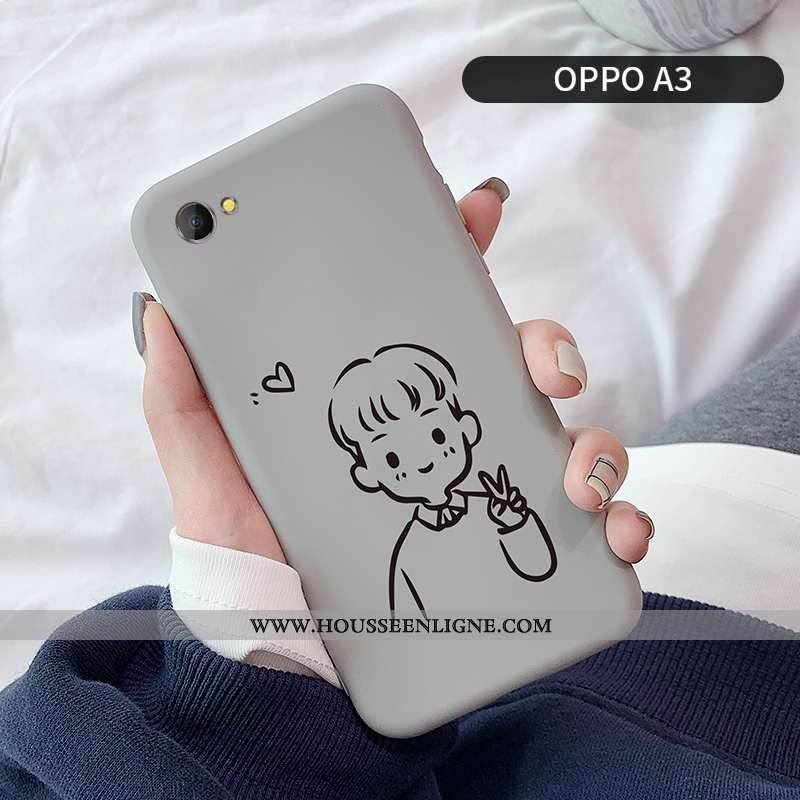 Étui Oppo A3 Protection Dessin Animé Net Rouge Tendance Coque Gris