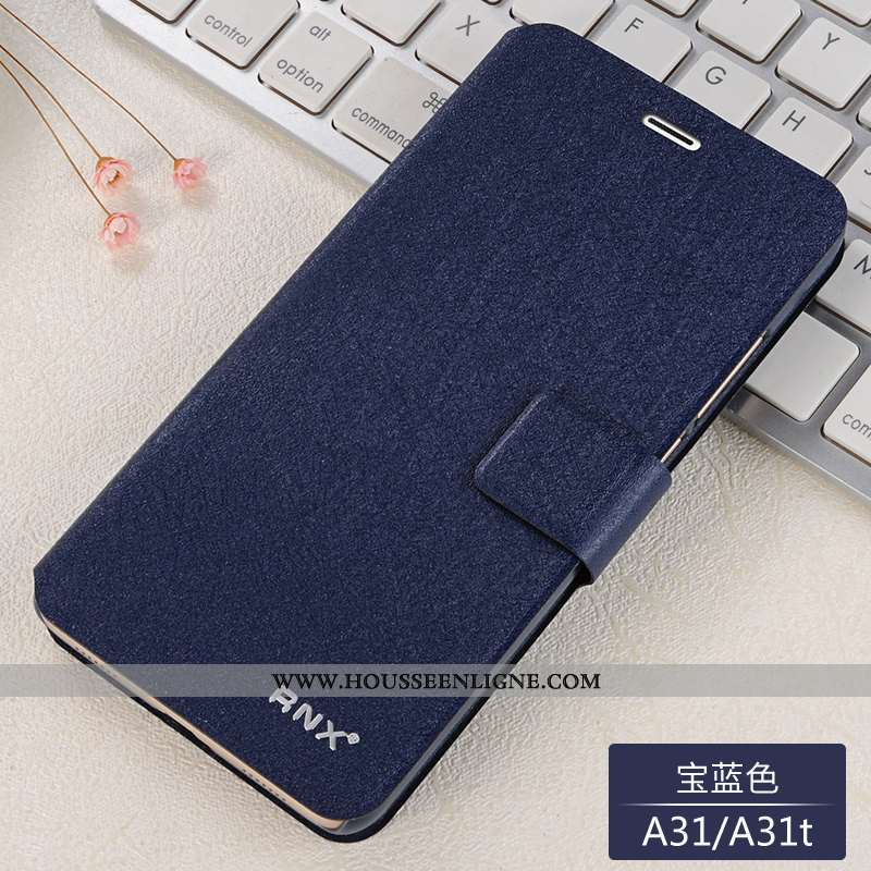 Étui Oppo A31 Fluide Doux Protection Bleu Incassable Nouveau Cuir