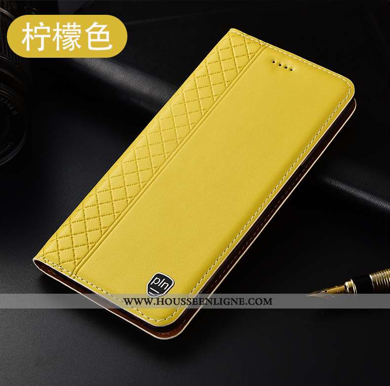 Étui Oppo A5 2020 Cuir Véritable Protection Tout Compris Housse Incassable Téléphone Portable Jaune