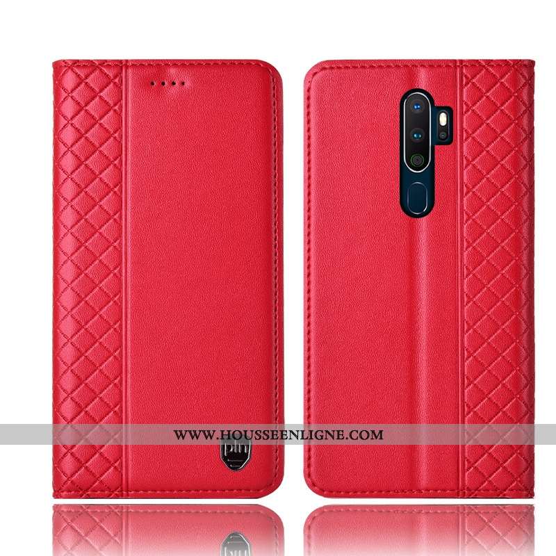 Étui Oppo A5 2020 Cuir Véritable Protection Tout Compris Housse Incassable Téléphone Portable Jaune