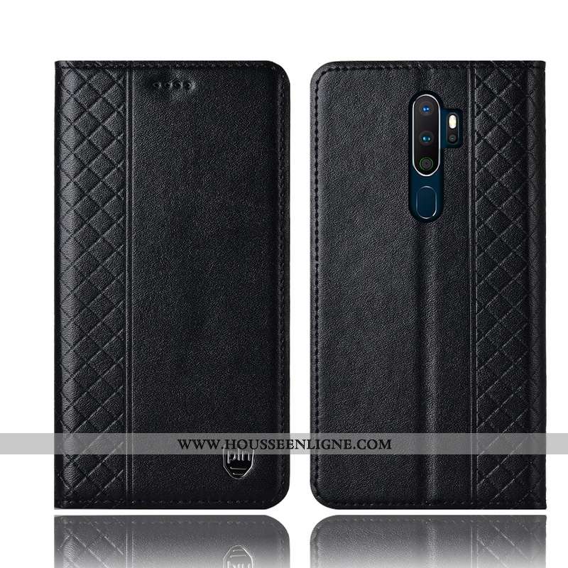 Étui Oppo A5 2020 Cuir Véritable Protection Tout Compris Housse Incassable Téléphone Portable Jaune