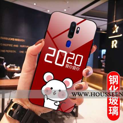 Étui Oppo A5 2020 Fluide Doux Protection Miroir Rouge Nouveau Rat Tempérer
