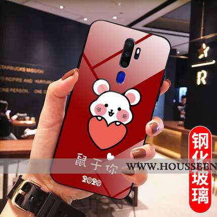 Étui Oppo A5 2020 Fluide Doux Protection Miroir Rouge Nouveau Rat Tempérer
