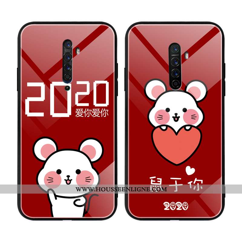 Étui Oppo A5 2020 Fluide Doux Protection Miroir Rouge Nouveau Rat Tempérer
