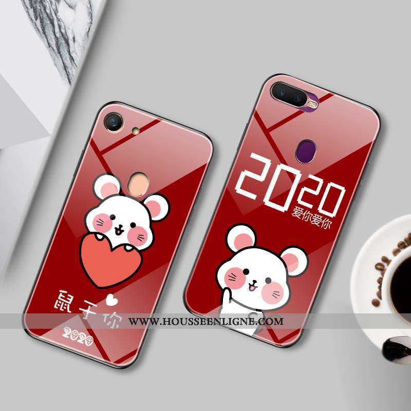 Étui Oppo A5 2020 Fluide Doux Protection Miroir Rouge Nouveau Rat Tempérer