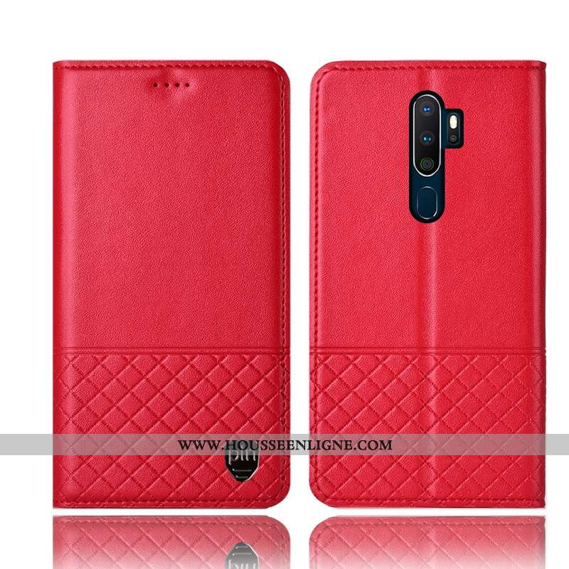Étui Oppo A5 2020 Protection Cuir Véritable Noir Coque Tout Compris Incassable
