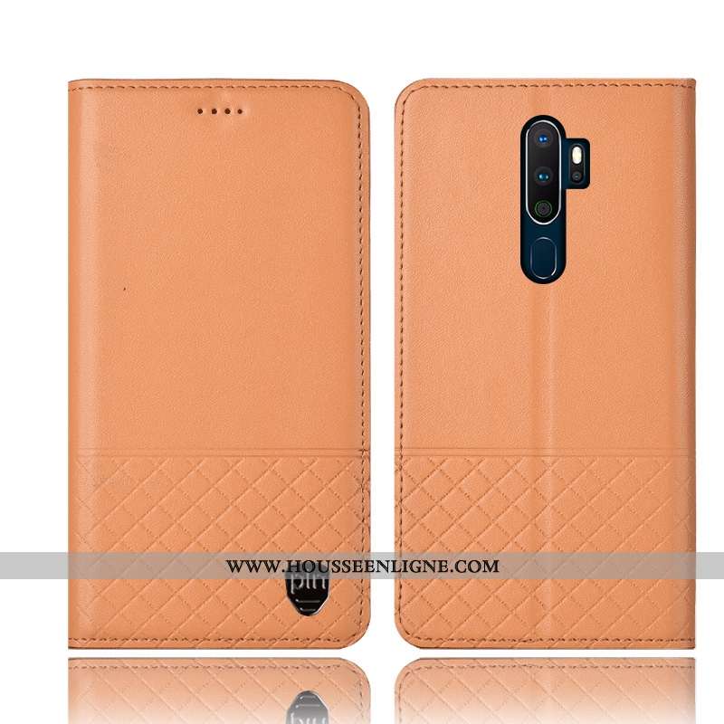 Étui Oppo A5 2020 Protection Cuir Véritable Noir Coque Tout Compris Incassable